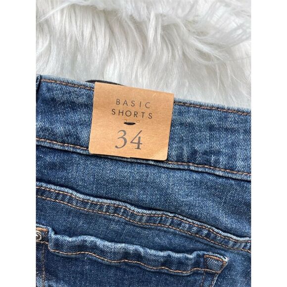 🆕 Mango Women's Vicky Blue Denim Shorts Size 2 Distressed Cuffed Hem - Picture 5 of 12